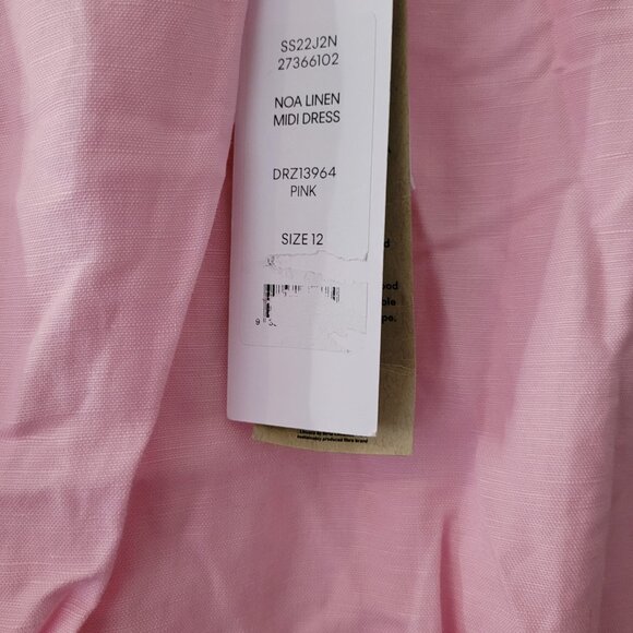 NWT Pink Evernew Noa Linen Midi Dress, Size 12 with a cutout in the back - Picture 2 of 3